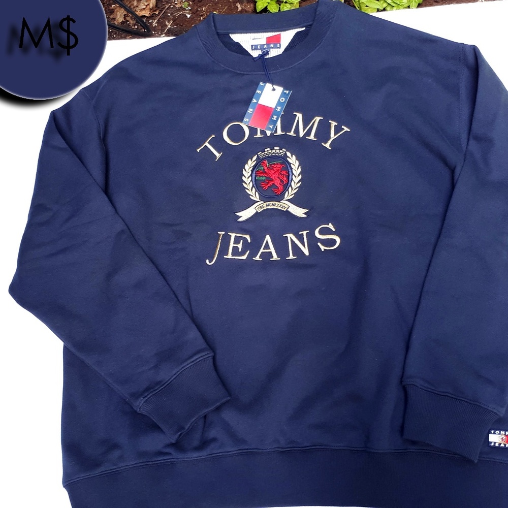 Tommy Jeans Crew Neck Navy Blue NWT XXL - Picture 1 of 8